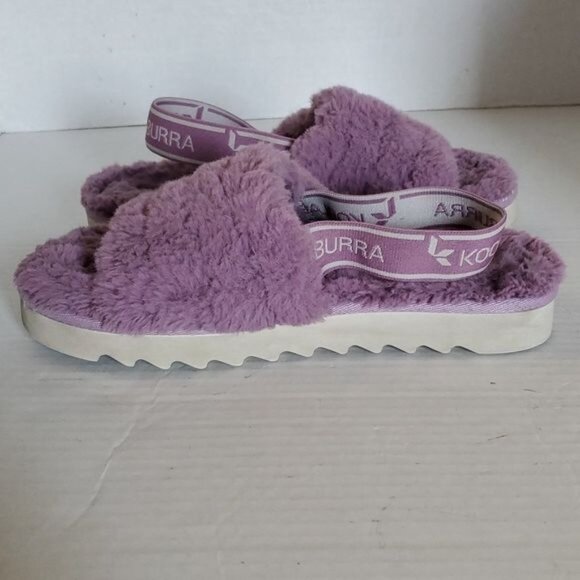 Koolaburra by Ugg Fuzz’n Faux Fur Open Toe Sandal Purple Cozy Slipper Big Kids 4 - Picture 6 of 13